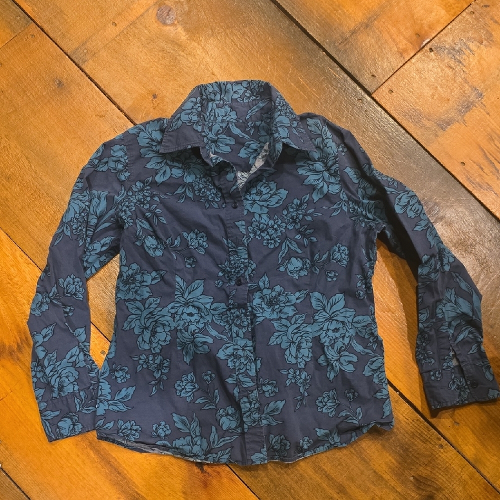 Old Navy Blue Floral Blouse
